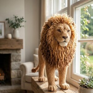 Realistic Lion Amigurumi Crochet Pattern PDF | Lifelike Jungle Animal ...