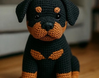 Realistic Rottweiler Puppy Amigurumi Pattern PDF • Crochet Rottweiler Dog Pattern • Beginner Friendly Dog Crochet • Cute Puppy Plush DIY