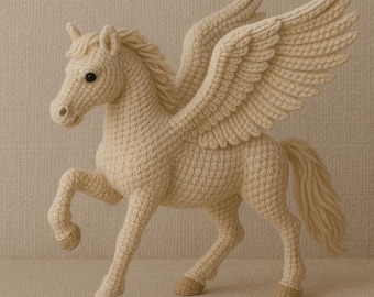 Realistic Pegasus Amigurumi Crochet Pattern – Winged Horse PDF Tutorial – Mythical Animal Plush DIY Instructions