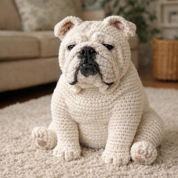 Realistic Bulldog Amigurumi Pattern, Crochet English Bulldog PDF, Life Size Dog Plushie Tutorial, Stuffed Animal DIY, Digital Download