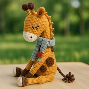 Crochet Giraffe Pattern PDF, Amigurumi Safari Animal Toy Tutorial, Handmade Plush Doll DIY, Detailed Step by Step Crochet Instructions