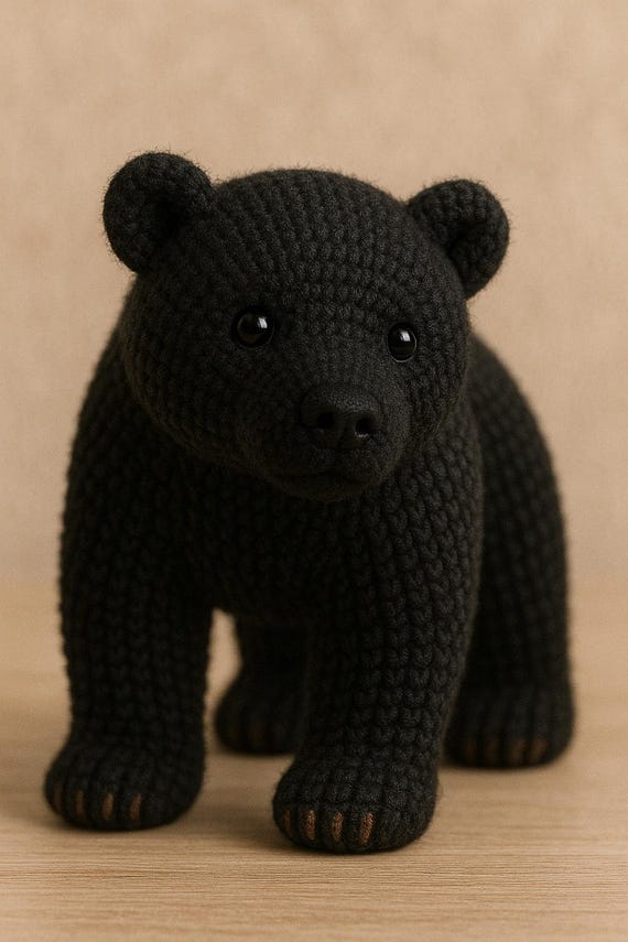 Realistic Black Bear Amigurumi Crochet Pattern PDF | Detailed Animal Plush Toy Tutorial | DIY Forest Animal Crochet Design