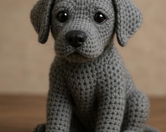 Patrón de ganchillo amigurumi de labrador realista en PDF, patrón de perro labrador gris, apto para principiantes, instrucciones escritas detalladas