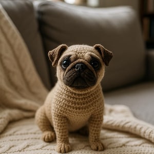 Realistico carlino all&#39;uncinetto, amigurumi, peluche fatto a mano, regalo per gli amanti dei carlini