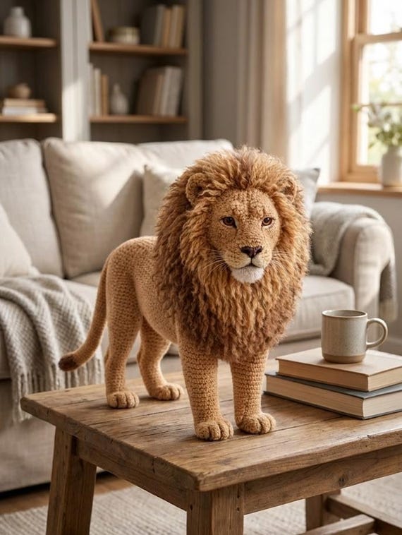 Realistic Lion Amigurumi Crochet Pattern PDF | Lifelike Jungle Animal Toy | Stuffed Lion Plush | DIY Wild Cat Soft Sculpture