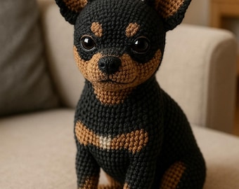 Realistic Chihuahua Amigurumi Crochet Pattern PDF, Small Dog Plush Toy Tutorial, Mini Chihuahua