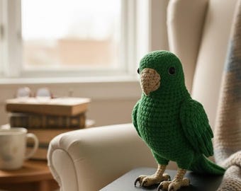 Amigurumi vert perroquet au crochet modèle PDF oiseau jouet réaliste tutoriel peluche perroquet peluche crochet décor animal modèle perroquet