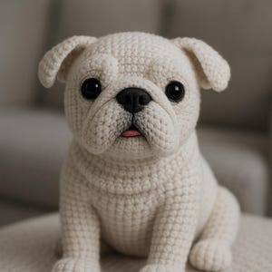 Realistisch amigurumi-patroon Franse bulldog pdf – schattige gehaakte pluche hond, eenvoudige tutorial bulldog, patroon knuffeldier, digitale download