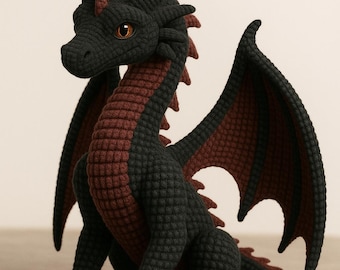Patrón de dragón de crochet intermedio en PDF – Tutorial de amigurumi realista – Peluche DIY – Animal de peluche de criatura mítica