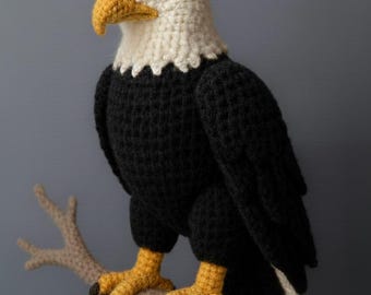 Realistyczny wzór szydełkowy orła bielika w formacie PDF, zabawka orzeł amigurumi, pluszowy ptak amerykański, dekoracja ze zwierzętami dzikimi