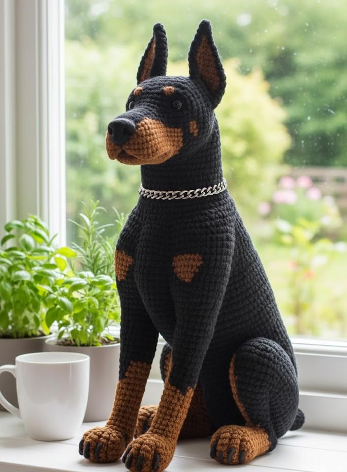Realistic Doberman Amigurumi Pattern PDF Crochet Dog Black Brown