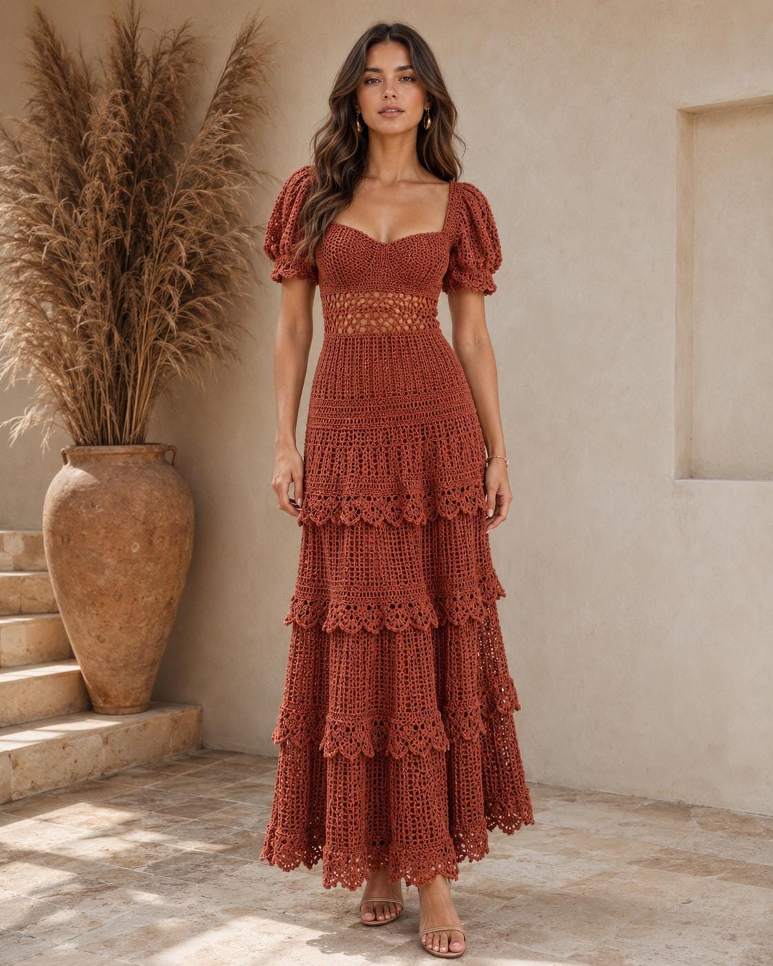 rust maxi dress boho Femme Rust Maxi Dress, Sweet Boho Maxi Dresses from Spool 72