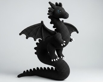 Patrón de dragón de crochet intermedio en PDF – Tutorial de amigurumi realista – Peluche DIY – Animal de peluche de criatura mítica