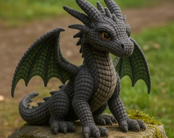 Crochet Dragon Pattern PDF – Amigurumi Plush Dragon – Fantasy Stuffed Animal Toy – Easy DIY Crochet Tutorial for Beginners