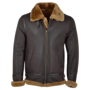 Hand-Buffed Brown Sheepskin Pilot Jacket: Vintage Aviator Bomber