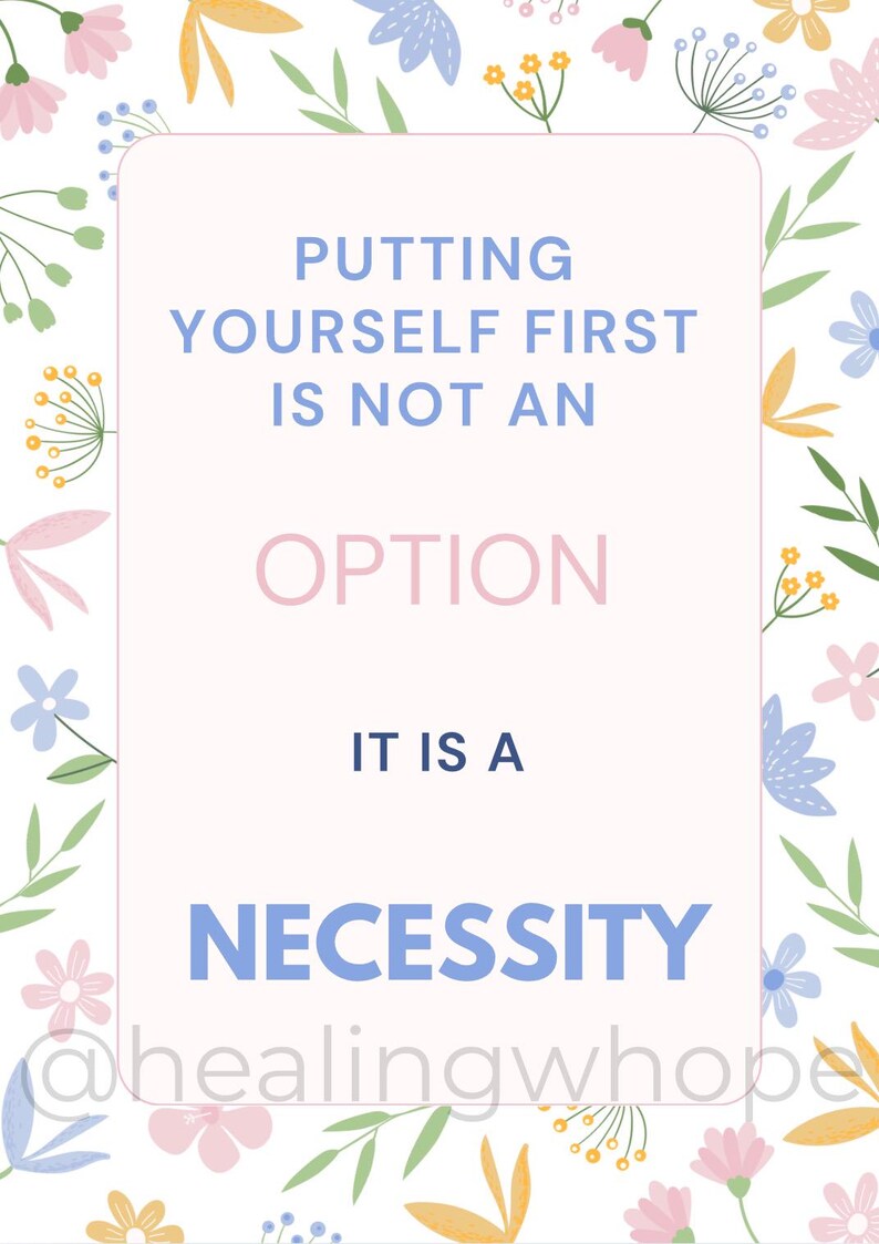 Putting Yourself First Printable Wall Art – Self-care Quote – Mental ...