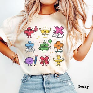 Comfort Colors Math Teacher Shirt, Cute Math Symbols Doodle Tee, Funny Mathematics Gift, STEM Back To School, Elementary Teacher, 1st Grade