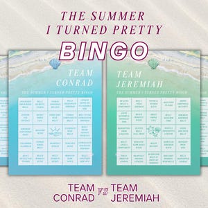 The Summer I Turned Pretty Bingo Party Game | Team Conrad Team Jeremiah Editable Belly Canva Funny Games Watch Party Night Cousins Beach