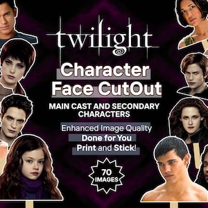 Twilight Party Face Cutouts on a Stick Printable Image Props Decor | Birthday, Photobooth Watch Party, Twilight Theme Funny Girls Night