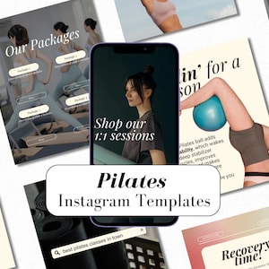 Pilates Instagram Post Template | 30 Editable Canva Posts Stories Social Media Wellness Trainers, Coaches, Studio Aesthetic Trendy Content