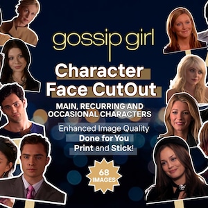 Gossip Girl Party Face Cutouts on a Stick Printable Image Props | Birthday, Photobooth Watch Party, Reality TV Theme Party Funny Girls Night