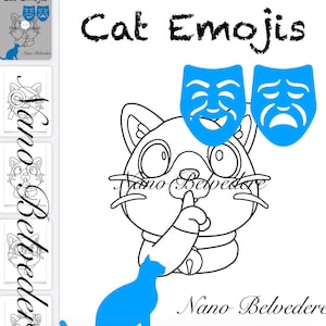 Cat Emojis Coloring Book - emojicat - kids coloring pages - downloadable coloring - full size PDF