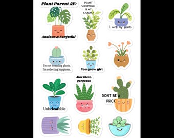 生意気な植物ステッカーシート - 光沢仕上げ
