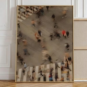Motion Blur City Crowd Wall Art | Minimalist Wall Decor | Neutral Print | Modern Abstract Long Exposure Urban Photography Digital Download