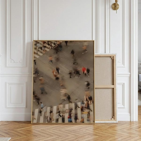 Motion Blur City Crowd Wall Art | Minimalist Wall Decor | Neutral Print | Modern Abstract Long Exposure Urban Photography Digital Download