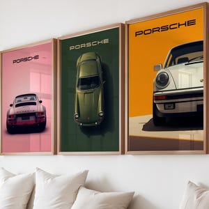 Classic Porsche Print Digital Download Car Art Wall Decoration Automotive Enthusiast Gift Idea Colorful Design Room Decoration Man Cave Garage Home Office Wall Art Instant Access Multiple Sizes Included Print Ready Files Car Lover Present