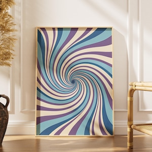 Psychedelic Optical Illusion Art Print: Retro Trippy Swirl (Digital Download