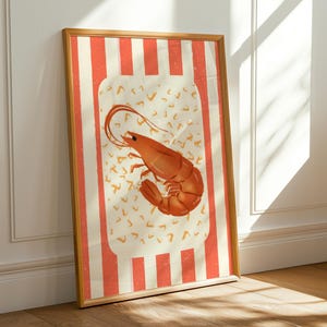 Vintage Shrimp Print: Retro Kitchen Seafood Wall Art (Digital Download)