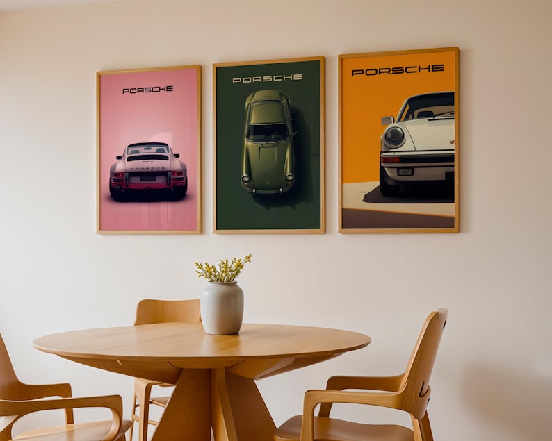 Classic Porsche Print Digital Download Car Art Wall Decoration Automotive Enthusiast Gift Idea Colorful Design Room Decoration Man Cave Garage Home Office Wall Art Instant Access Multiple Sizes Included Print Ready Files Car Lover Present