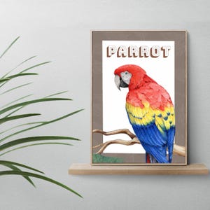Watercolor Parrot Print: Tropical Jungle Bird Wall Art (Digital Download)