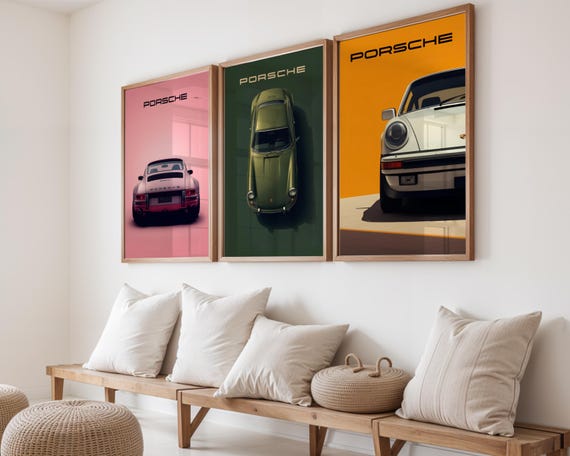 Classic Porsche Print Digital Download Car Art Wall Decoration Automotive Enthusiast Gift Idea Colorful Design Room Decor Man Cave Garage