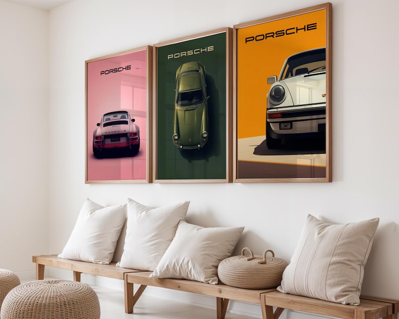 Classic Porsche Print Digital Download Car Art Wall Decoration Automotive Enthusiast Gift Idea Colorful Design Room Decoration Man Cave Garage Home Office Wall Art Instant Access Multiple Sizes Included Print Ready Files Car Lover Present