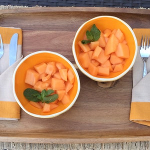 Pair of Tall Cantaloupe Bowls