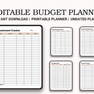 Budget Planner Finance Planner Monthly Budget Planner Printable Budget Binder bill tracker Digital Bi Weekly Budget Savings Debt Tracker