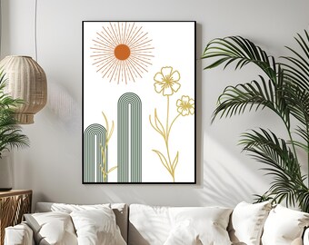boho wall art print, Boho Wall Art Print | Minimalist Bohemian Decor | Digital Download