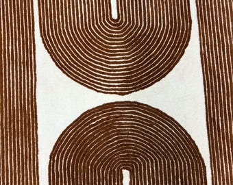 Handmade Wool Rug: Brown Cream Geometric Arch, Minimalist Design
