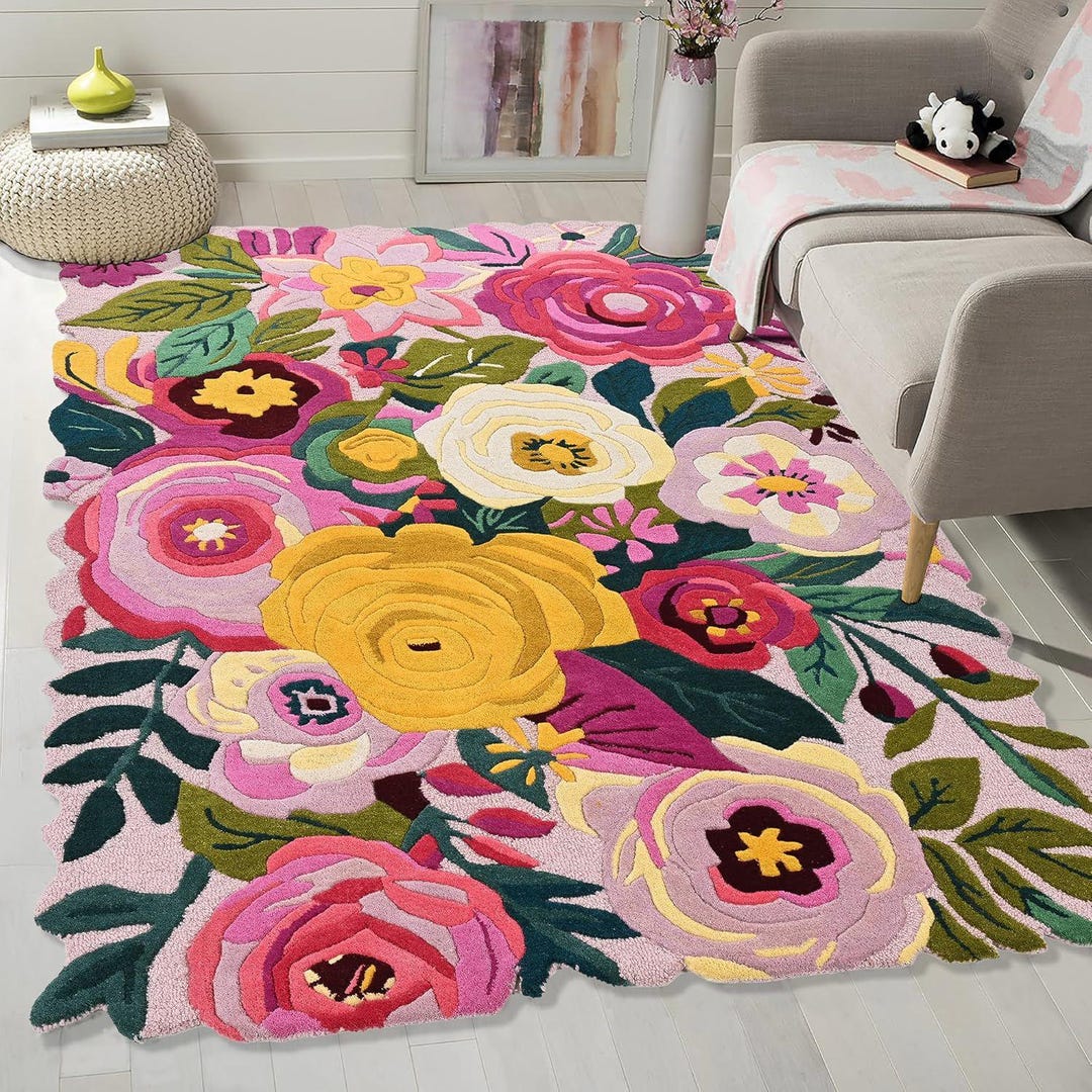 Hand-tufted Wool Floral Rug – Colorful Botanical Design - Etsy