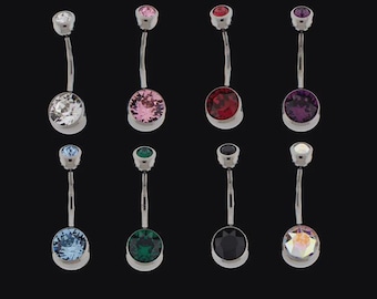 Double Gem Belly Button/ Navel Curve- Internally threaded, Implant Grade Titanium