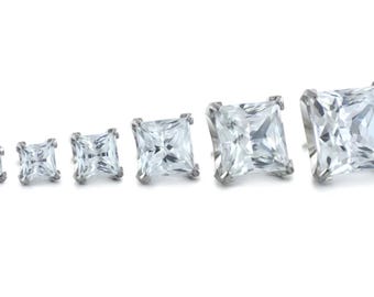 Princess Cut End- Threadless Titanium (comes with labret post)