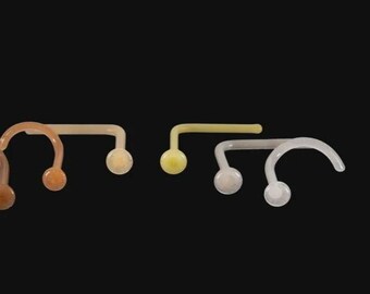 Nose Retainer- Skin Tone Glass L bends/ Screws