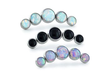 Opal Curved Cabochon Cluster- Threadless Titanium (comes with labret post)