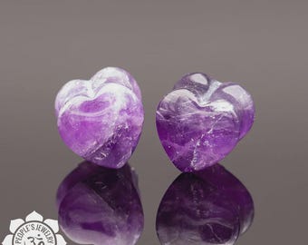 Stone Heart Plugs, Double Flare, Amethyst