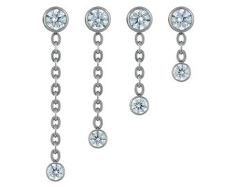 Dangle Gem Top- Threadless Titanium (comes with labret post)