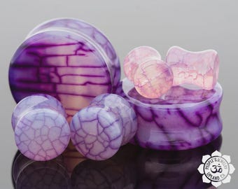 Stone Plugs Double Flare- Purple Dragon's Vein