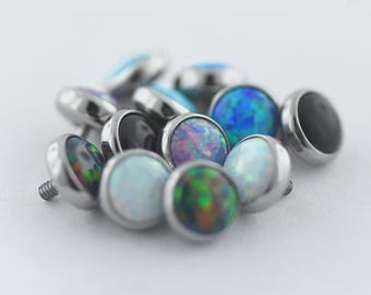 14/12 Gauge Opal Ends with labrets (for tongue or cheek) - Internally Threaded Titanium