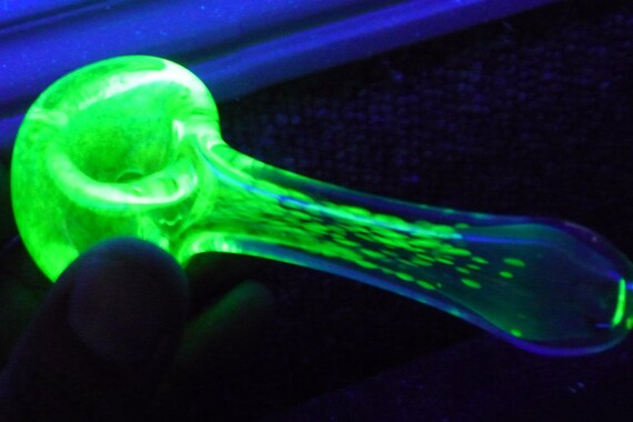 Hand Made Glass Herb HVY 4/" UV REACTIVE TOBACCO Smoking Pipe Free Ship